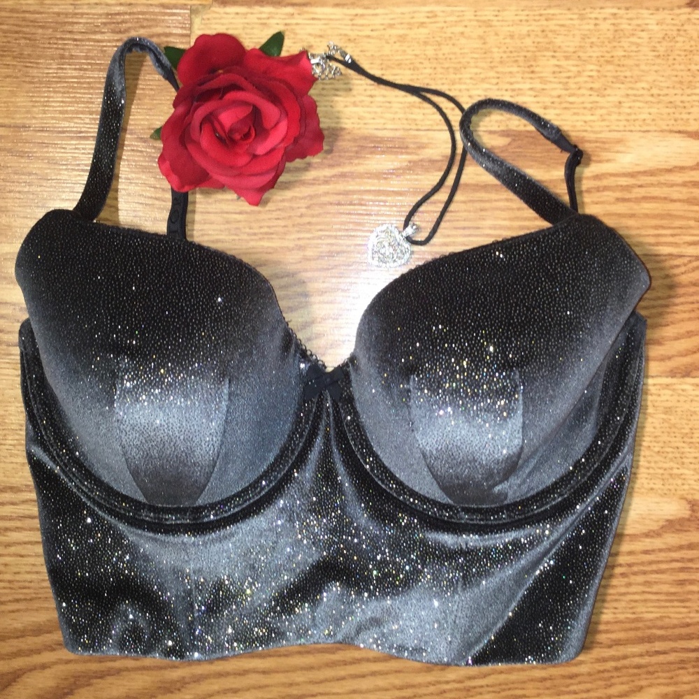 Victoria's Secret velevt demi bra gray/black 34DD
